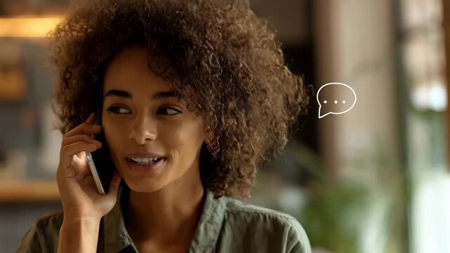 Medium shot of a caller interacting with a natural language IVR capturing responsive voice recognition technology in action.