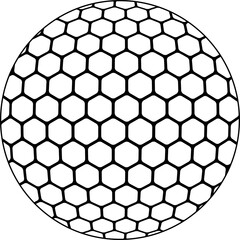 Abstract Sphere With Hexagonal Pattern And Transparent Background Isolated Geometric Design