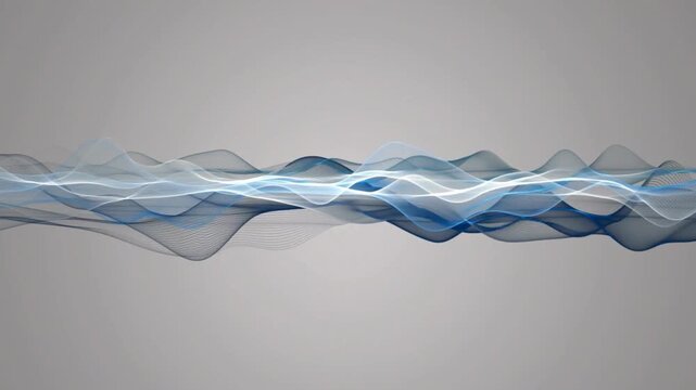 wave on a black background. Looped vector wave of gray color. Linear wave, graphic shape flow. Digital monochrome, black and white background. Smoke illustration. Smooth water level surface. Abstract