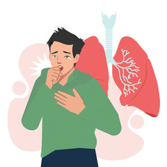 woman coughing with lung in background.ai