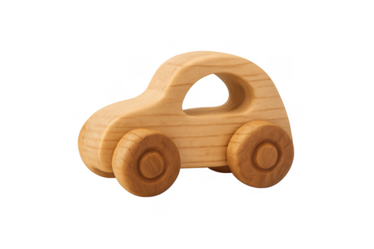 Wooden toy car playing, eco-friendly toy concept