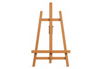 Wooden easel standing on a transparent background, ready for artists creating painting and drawing in art studio