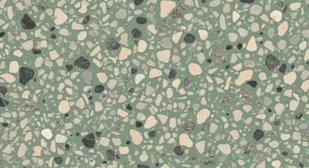 Light green terrazzo surface, Infinitely tileable pattern for wallpaper or floor, Earthy tones, Natural aesthetic background