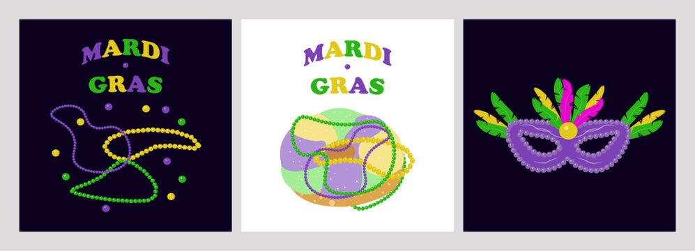 Carnival mardi gras party Set Artboard Design. For festival branding event promotion party invitation and creative graphic design project. Vector illustration