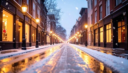 Obraz premium 冬の街並み Winter City Street 