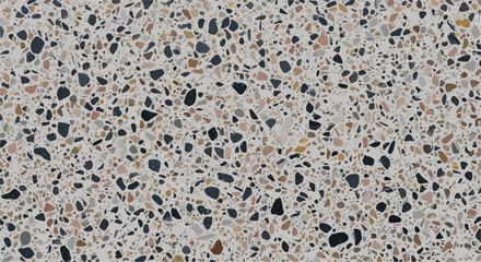 Terrazzo texture with fine granite and marble dust, Light beige terrazzo background tile, Finely ground stone chips