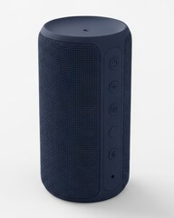 Obraz premium Cylindrical portable audio device displaying control buttons on a light background