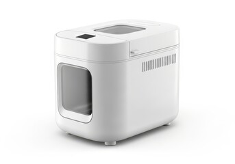 Fototapeta premium Modern white automated food preparation appliance sits isolated on a bright white background