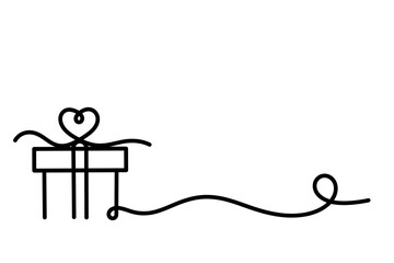 Gift box line icon. Continuous one line with curl. Present or Sale sign. Package in Gift Wrap. Birthday Shopping symbol. Loop curve pattern.