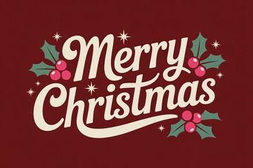 Merry Christmas Greeting Card Design Holiday Typography Festive Elements