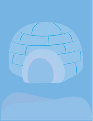 A vector art of an igloo in a snowy environment. 