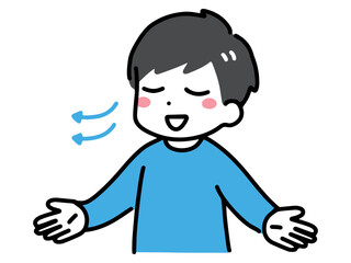 Fototapeta premium 深呼吸して気持ちを整えている私服の若い男性