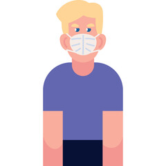 Blonde Haired Man Wearing A Face Mask In A Blue T Shirt With A Transparent Background