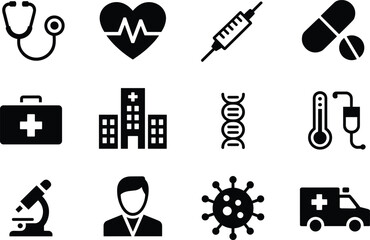 Healthcare and Medical Icons Set – Vector Symbols for Hospitals, Medicine, and Wellness