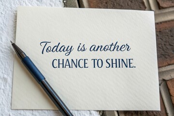 A motivational message written on a white card with pen