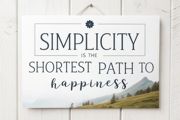 A motivational sign stating Simplicity is the shortest path to happiness