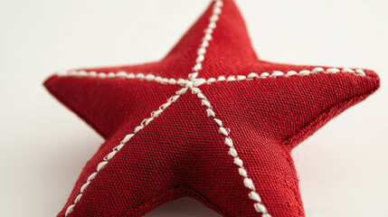 Festive red fabric star with white stitching adds a charming, handmade touch to any creative project or design