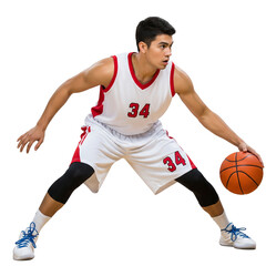 Basketball Player Dribbling in Motion.