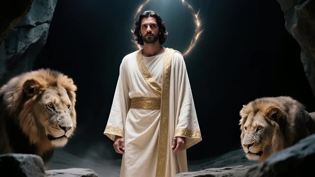 Daniel Standing Calm as Lions Bow Their Heads Before an Invisible Presence
