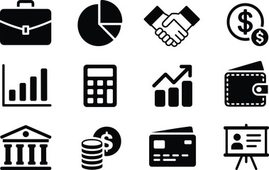 Business and Finance Icons Set – Vector Symbols for Money, Growth, and Corporate Success