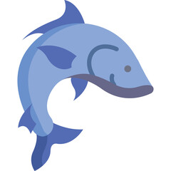 Fototapeta premium Blue and Purple Fish Jumping Mid-Air with Transparent Background