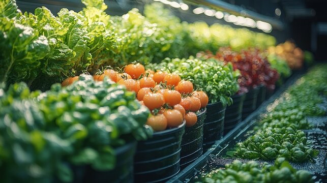 Fresh produce in a hydroponic farm.