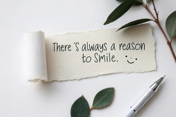 Inspirational Quote on Paper with Leaves and Pen for Motivation