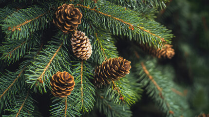 christmas tree branches and cones