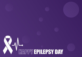 Epilepsy Awareness Day Purple Ribbon Background with Heartbeat Line &ndash; World Epilepsy Day Poster Design