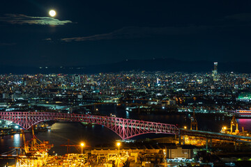 日本の都市風景　大阪夜景　さきしまコスモタワーからの眺望