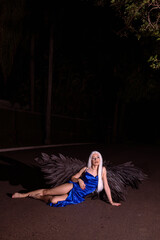 young woman in the night