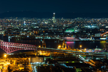 日本の都市風景　大阪夜景　さきしまコスモタワーからの眺望