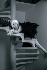 angel on a stone P&B