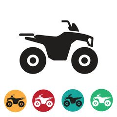 Dynamic ATV silhouette collection in vibrant circles, perfect for adventure and outdoor activity branding.