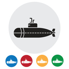 Bold submarine icon set symbolizing underwater exploration and naval power, perfect for military or adventure themes.