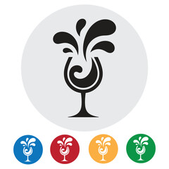 Dynamic wine glass splash icon in vibrant colors, perfect for beverage branding and celebratory designs