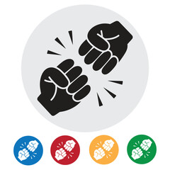 Dynamic fist bump icons symbolizing unity, teamwork, and celebration, perfect for conveying strong connections and successful collaboration.