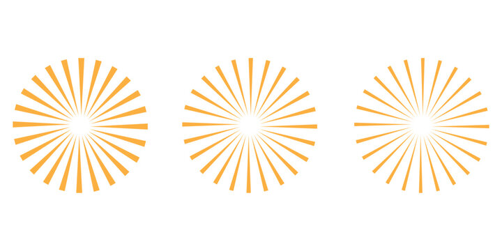 Retro Sunburst icon set, radial Sunburst element, Vintage sunburst Fireworks design isolated, Sunrise rays light burst line shine sunshine sunbeam vintage border