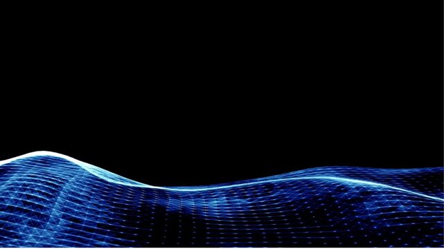 wave on a black background. Looped vector wave of gray color. Linear wave, graphic shape flow. Digital monochrome, black and white background. Smoke illustration. Smooth water level surface. Abstract