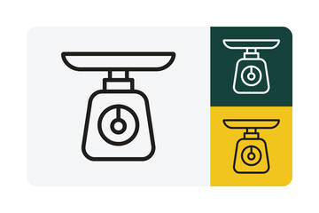 Chic kitchen scale icon, modern design for culinary precision, sleek and simple, perfect for food blogs and recipes