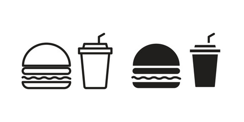 Fast food icon. Vector linear icons. simple flat icons