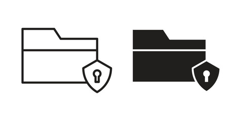 Folder security icon. Vector linear icons. simple flat icons