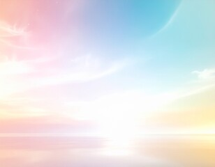 Fototapeta premium Pastel sky and sea with soft light, creating a serene and dreamy atmosphere.