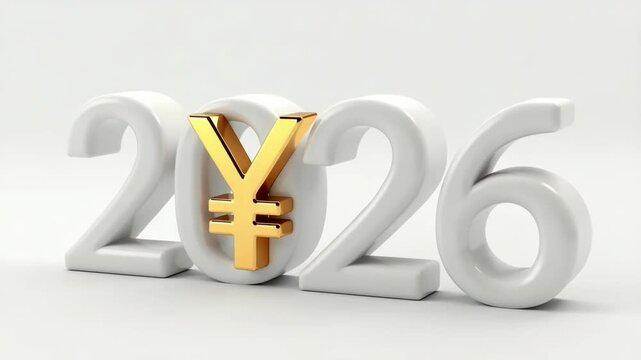 White numbers 2026 with yuan sign on white background. Symbolizing new year finance and economy concept of business, banking, investment. - Powered by Adobe