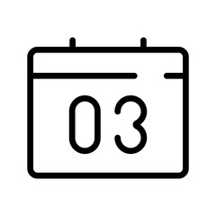 Bold Calendar Day Three icon set, modern date and scheduling symbols for daily planning, reminders, productivity apps, and event management