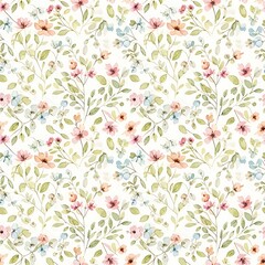 Delicate Floral Pattern - A Watercolor Meadow of Pink and Peach Blooms.