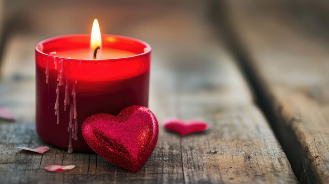 red candle and heart