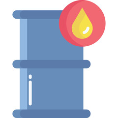 Blue Oil Barrel With A Red Circle Containing A Yellow Flame Icon Indicating Flammable Material And Danger In A Simple Flat Design Style
