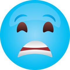 Blue Orb Emoji Expressing Shock and Disbelief Against a Transparent Background