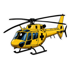 Fototapeta premium sticker illustration of a yellow helicopter for humanitarian aid operations
